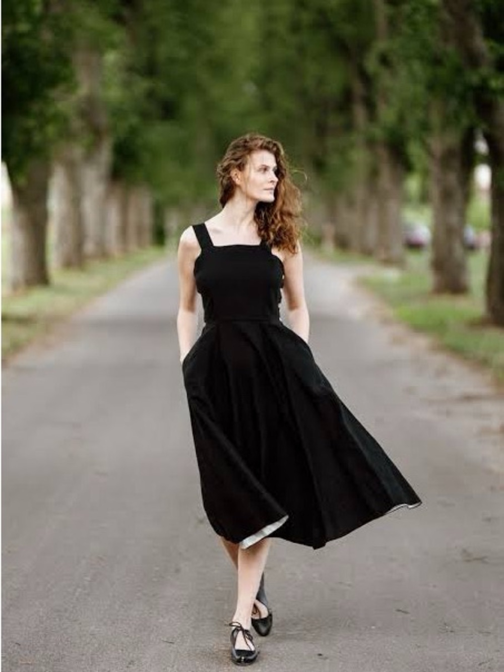 Son de Flor Black Midi Pinafore Dress